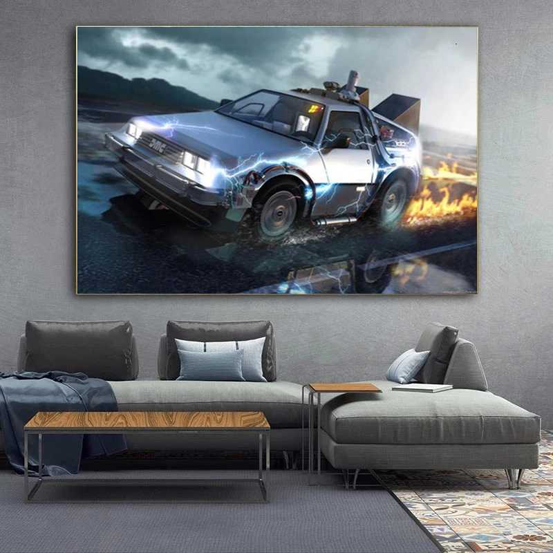 Schilderijen Retro Films Terug Naar De Toekomst Cool Run Auto Poster Vintage Canvas Schilderij Wall Art Gedrukt Foto voor Kamer Home Decor