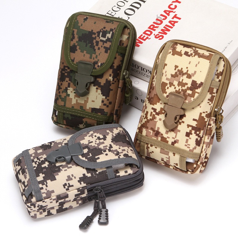 6.5inch Oxford Hip Bags Capas para iPhone 15 14 13 Samsung S23 S22 Clip Holster Camuflagem Exército Militar Camo Vetical Cinto Homens Bolsa Para Dinheiro Celular