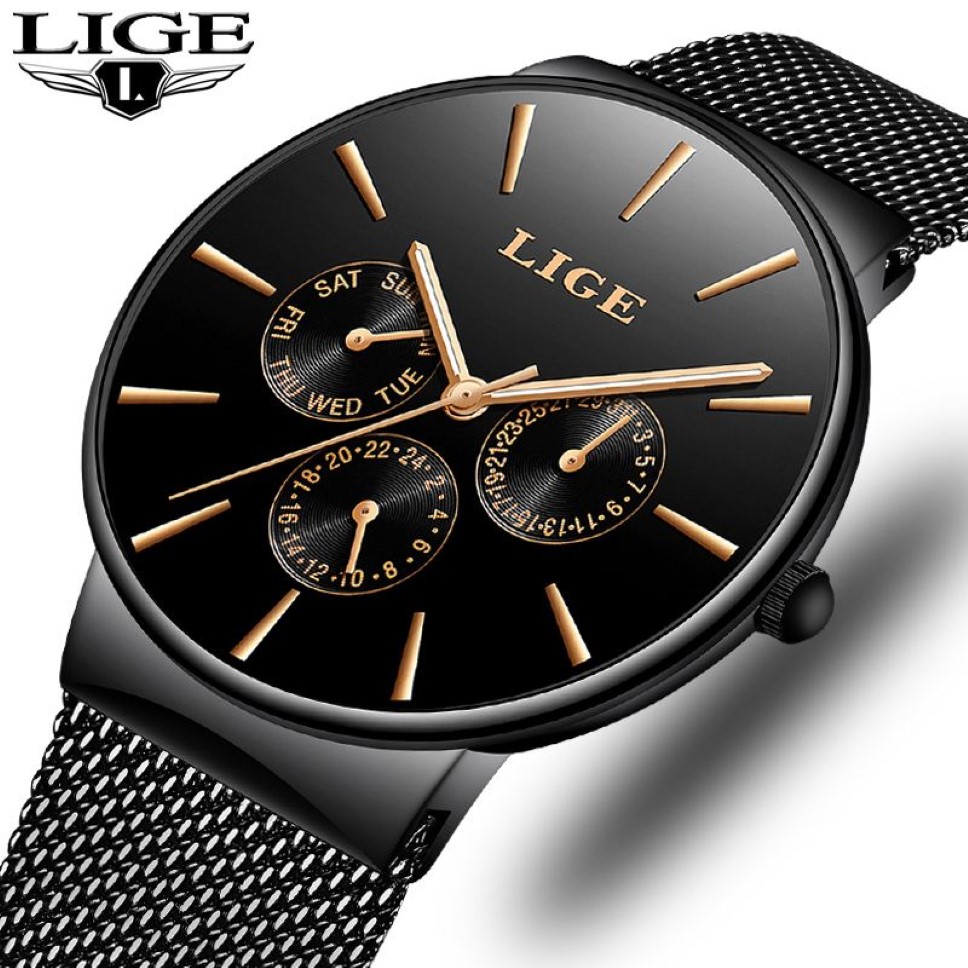 Orologi da uomo Lige Top Brand di lusso impermeabile ultra sottile data orologio cinturino in acciaio maschile orologio al quarzo casual orologio sportivo da uomo Y13153