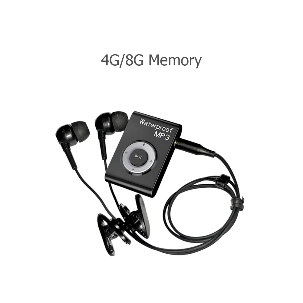 Плееры Водонепроницаемый плавательный MP3-плеер Стерео Музыка MP3 Walkman с зажимом для FM-радио