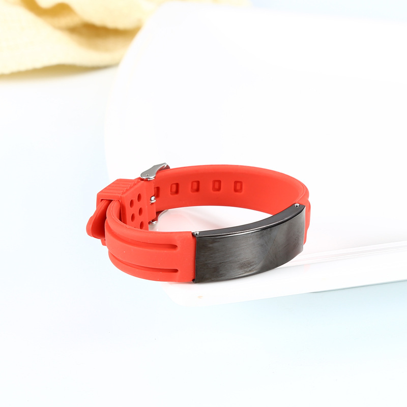 Bracciale in silicone alla moda con logo stella a sfera inciso e anti-smarrimento con bracciale da uomo regolabile in acciaio al titanio