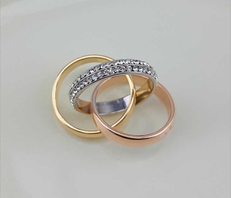 Designer charm Fashionable Carter Gold Plated Tri Color Ring with Precision Craftsmanship AA Zircon