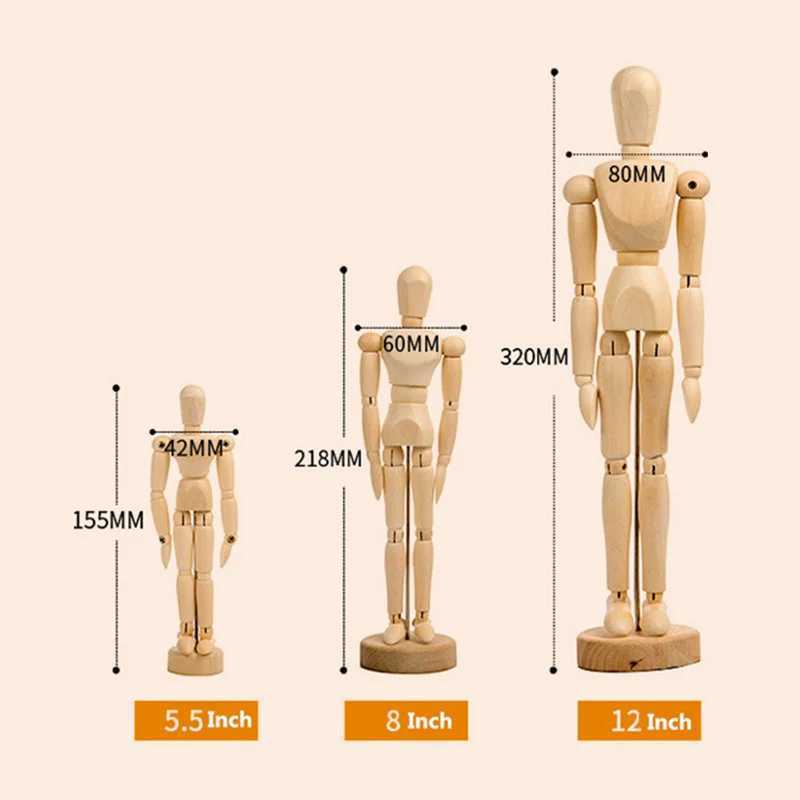 Transformation toys Robots Drawing Sketch Mannequin Model Movable Limbs Wooden Hand Body Draw Action Toys Figures Home Decor Artist Models Jointed DollL2403