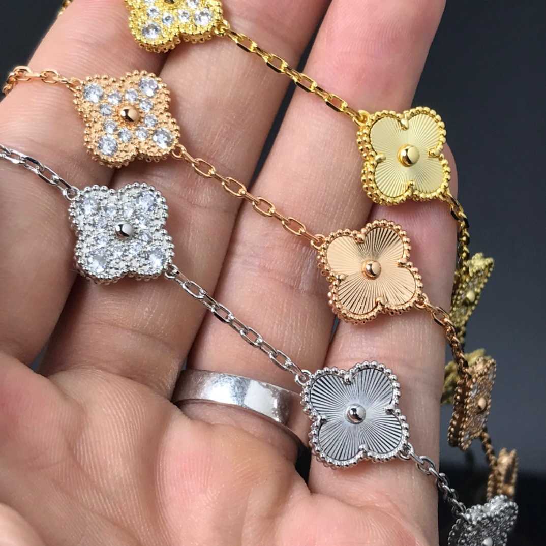 Designer de jóias de luxo pulseira link corrente vanca v clássico trevo de quatro folhas pulseira para mulheres 18k rosa ouro diamantes diamantes moda handwear jp17