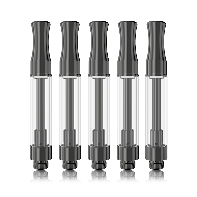 Original Keramikspule 0,5 ml 0,8 ml 1 ml Glaszerstäuber Schwarze Verdampferkartuschen 510 Dicköl Leerer Tank 4 Einlasslöcher mit Schraubspitze