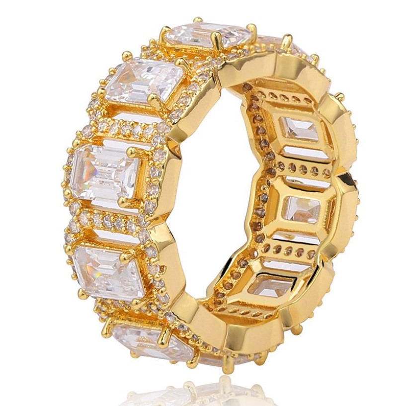 Neue Mode Charme Hip Hop Platz AAA Zirkonia Tennis Kette Ringe Frauen Männer 1 Reihe CZ Bling Iced Out gold Ring Männer Rapper Jewe2957