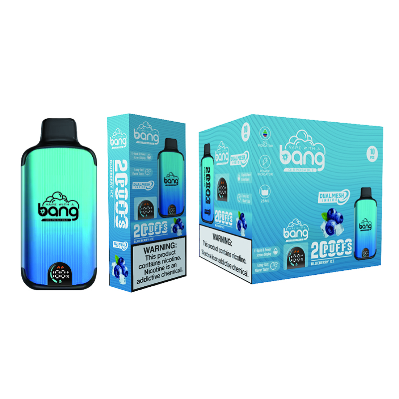 Authentic Bang Smart Screen 20000 Puffs Dual Mesh Coil Disposable Vapes Box Kit Puff 20K E Cigarettes Rechargeable 650mAh Battery 0% 2% 3% 5% 16 Flavors Vaper