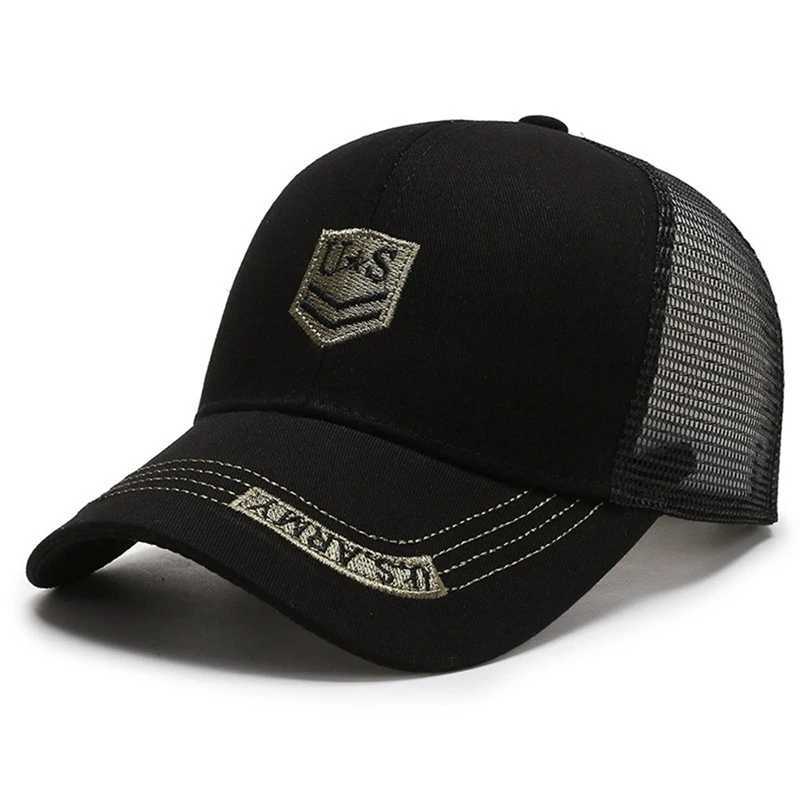 Ball Caps Heren camouflage militaire hoed geborduurde letter mesh hoed ademende buitensportschoenen zomer UV-bescherming Zonnehoed J240226