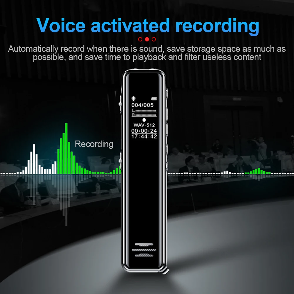 Odtwarzacz MP3 Player Digtal Voice Recorder z ekranem Dictafon HD Professional Sound Recorder 1536 kb / s audio aktywowane nagranie pióra