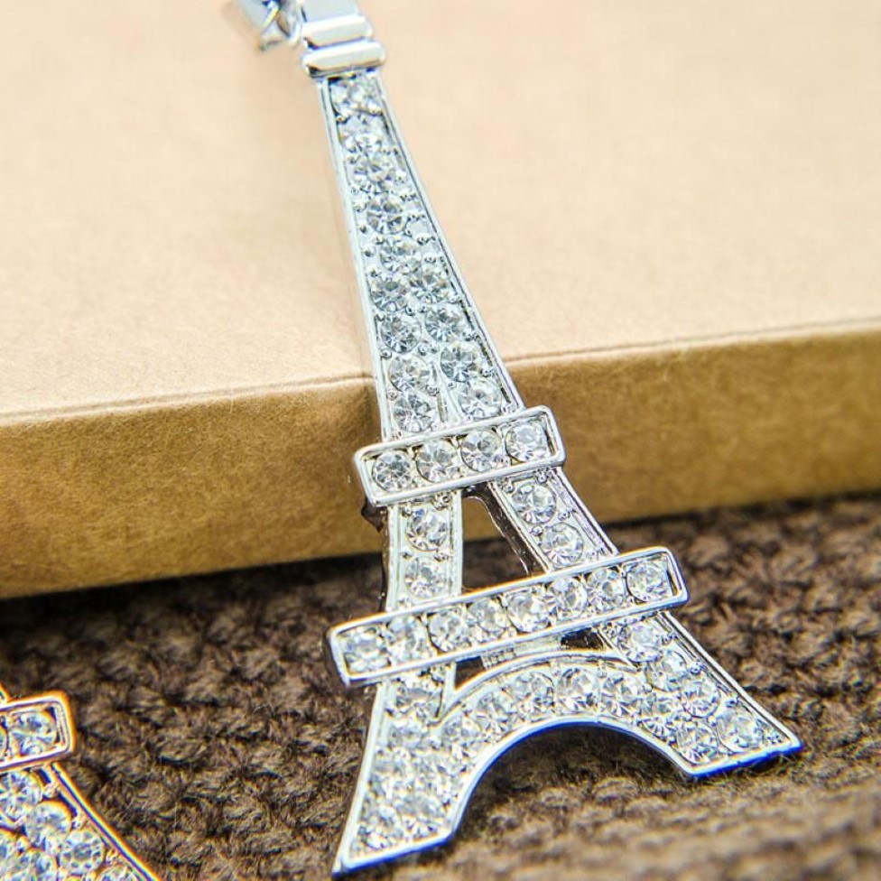 Magia Ikery Zircon Cristal Clássico Paris Torre Eiffel Colares Pendentes Rosa Cor de Ouro Moda Jóias para mulheres MKZ1392291j