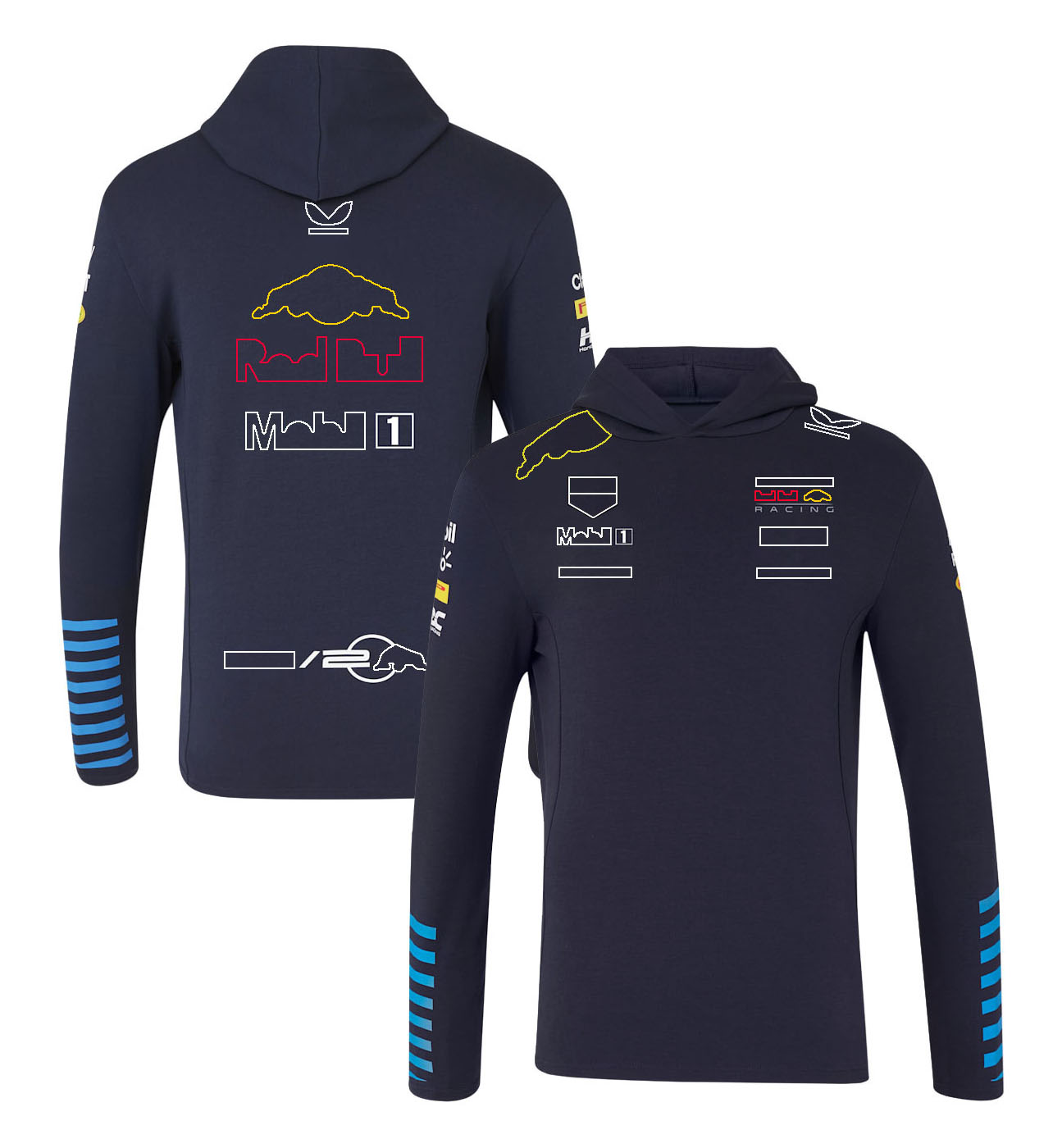 2024 F1 Team Sweat à capuche Formule 1 Racing Sweat à capuche zippé sur toute la longueur Pilote Fans Sweat-shirt à demi-zip Veste coupe-vent pour hommes Pull à capuche