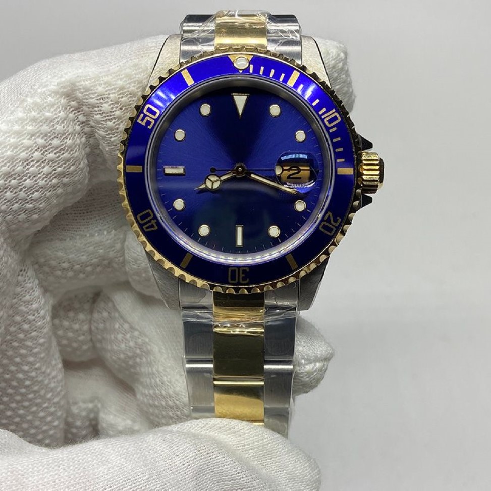 Reloj de lujo vintage BP fábrica bisel azul Half Gold Blue Dial Swiss 3135 movimiento 40 mm reloj automático para hombres 304T