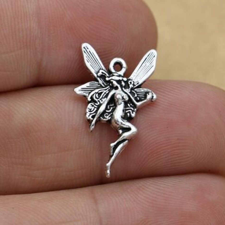 alloy Angel Fairy Charmsネックレスジュエリーメイキングのためのアンティークシルバーチャームペンダント21x15mm196c