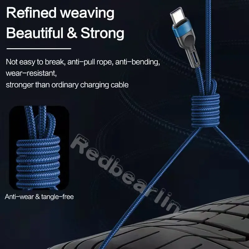 Fast Quick Charging Fabric Alloy 1M 2M  C to C USB-C To Type c Cable Cord Line For Samsung S10 S20 S22 S23 Htc lg Android phone C/C