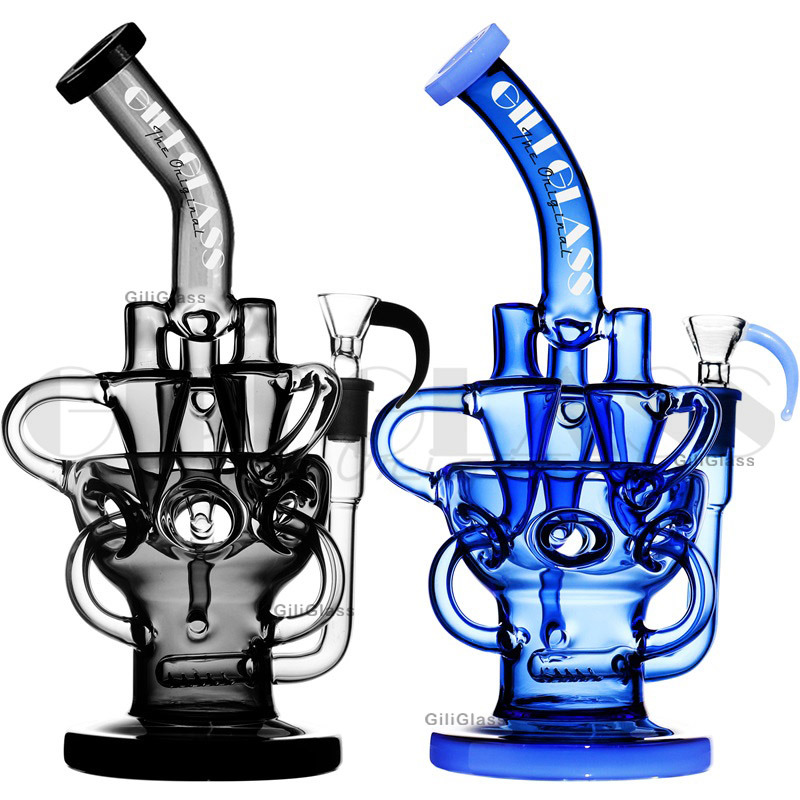 Återvinna oljeriggar glas bongs hookah tornado bong inline perc glas rör hårt dab rigg cyklon vattenrör med 4 mm tjock kvartsbangare