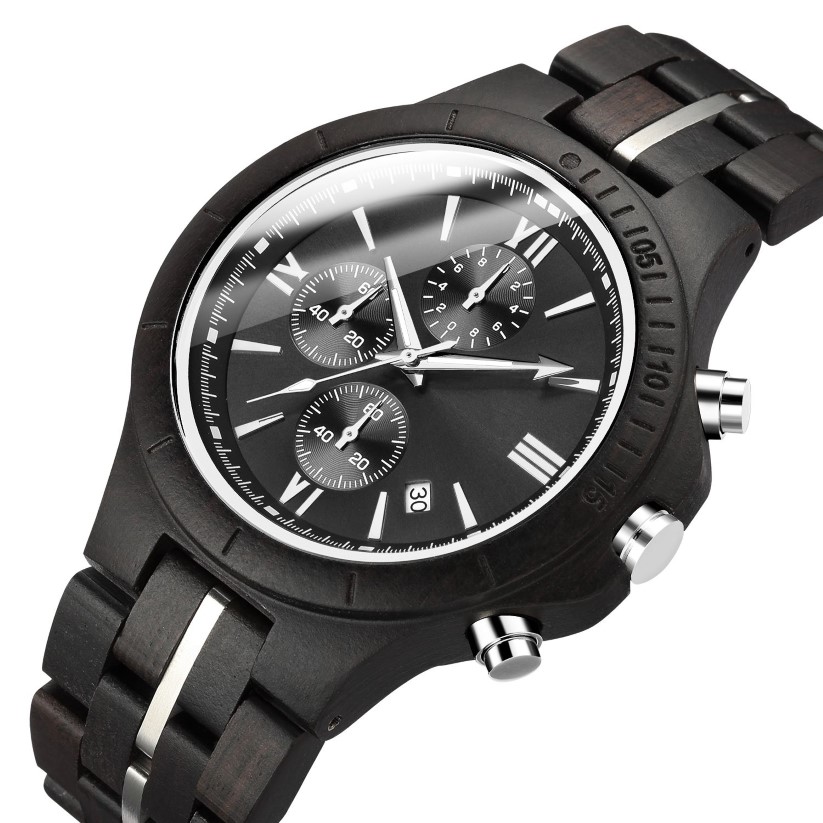 豪華なメンズウッドウォッチ多機能木製腕時計ファッションスポーツウッドストラップクォーツレトロウォッチ夫ギフト282Z