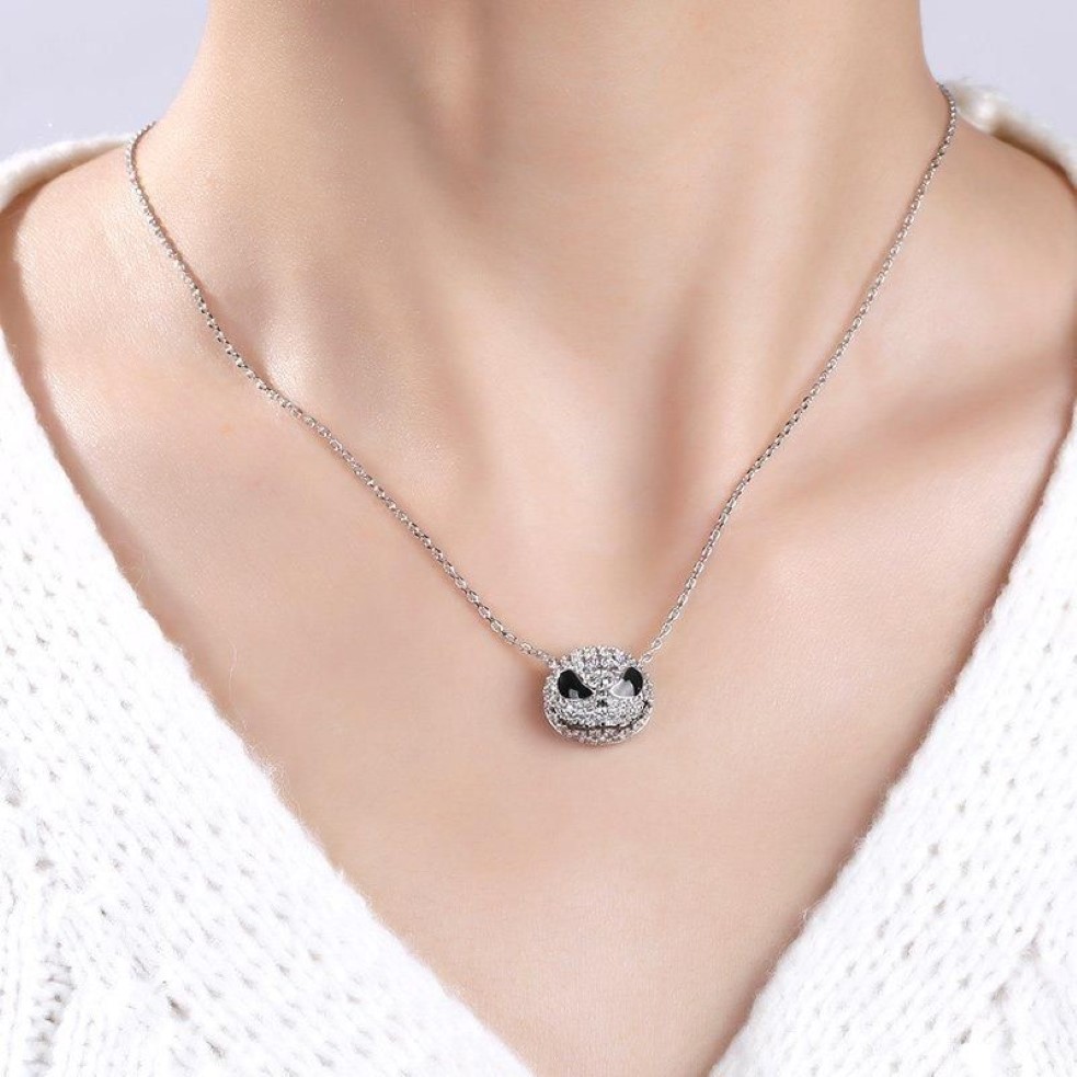 Collier ras de cou avec nom de crâne de cauchemar avant noël pour femmes, chaîne Punk, bijoux en cristal, citrouille Jack, émail, 213y