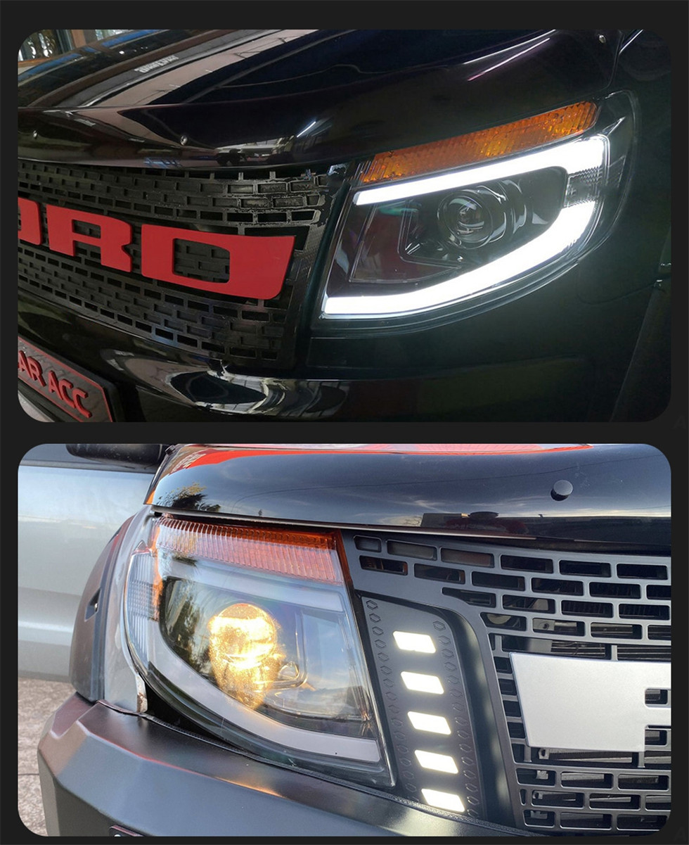 Akcesoria oświetlenia samochodu dla reflektorów LED Ford Ranger 2012-2015 Reflektory T6 LED Signal Signal Lampa przednia Lampa przednia