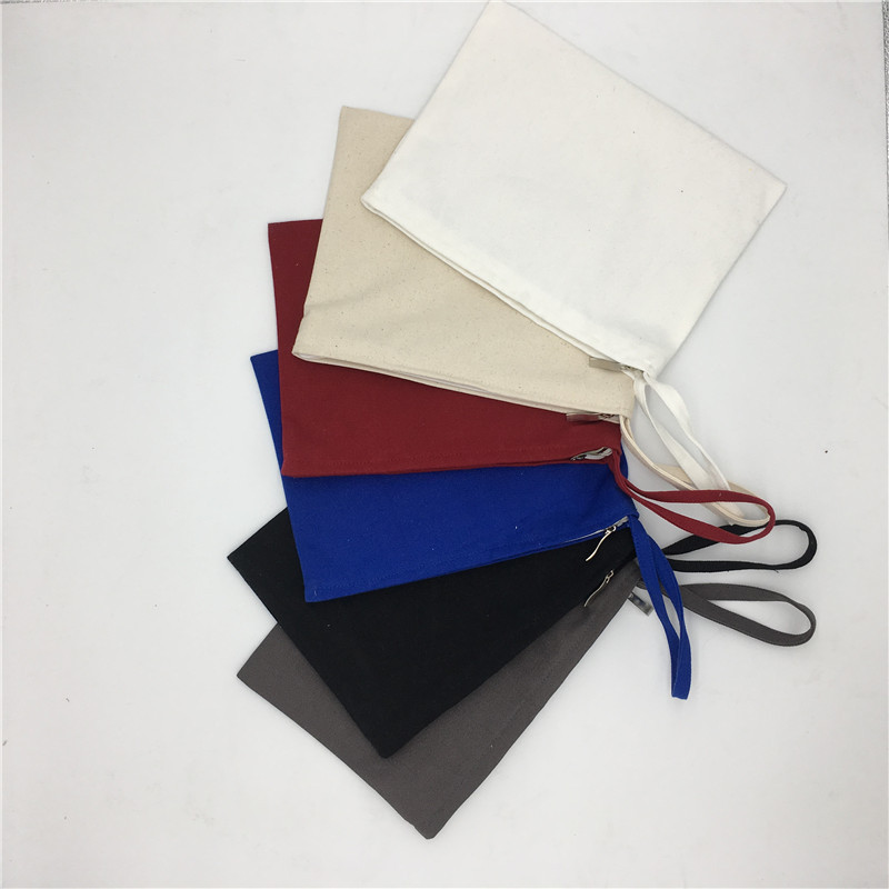 Party Favor White/Black Cotton Canvas Bag na iPad Canvas Worka zamek błyskawiczna bawełniana torba sprzęgła Make Up torebka 28cmx20cm