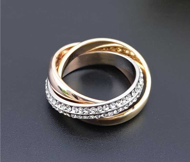 Designer charm Fashionable Carter Gold Plated Tri Color Ring with Precision Craftsmanship AA Zircon