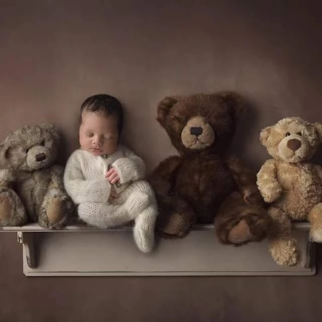 Uppsättningar 2 st/ställ in nyfödda fotograferingsrekvisita romper jumpsuit virkning hatt ull baby pojke tjej outfit baby djurfoto prop