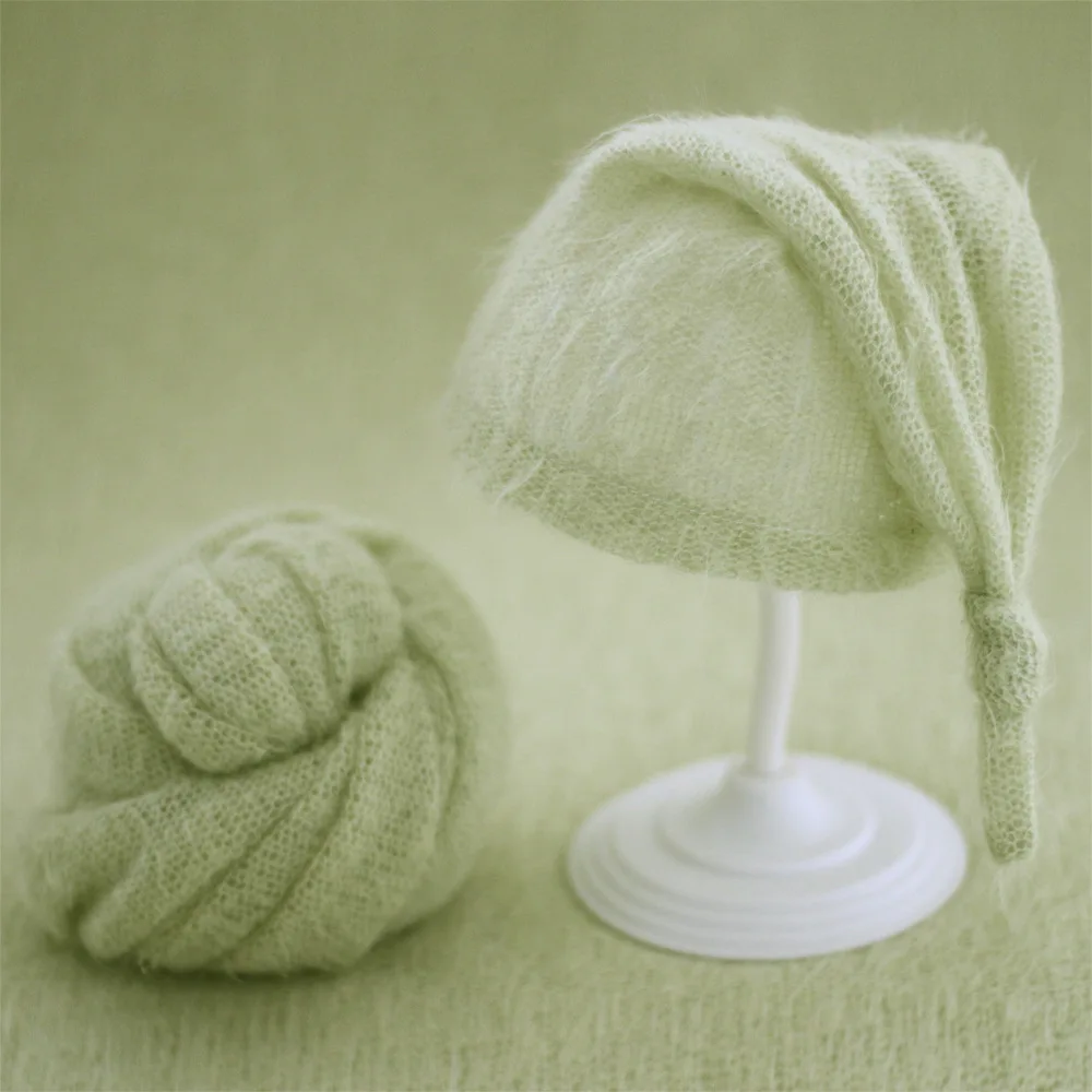 Sets Newborn Photography Clothing Mohair Knot Hat+Wrap Studio Infant Photo Props Accessories Baby Photography Clothes