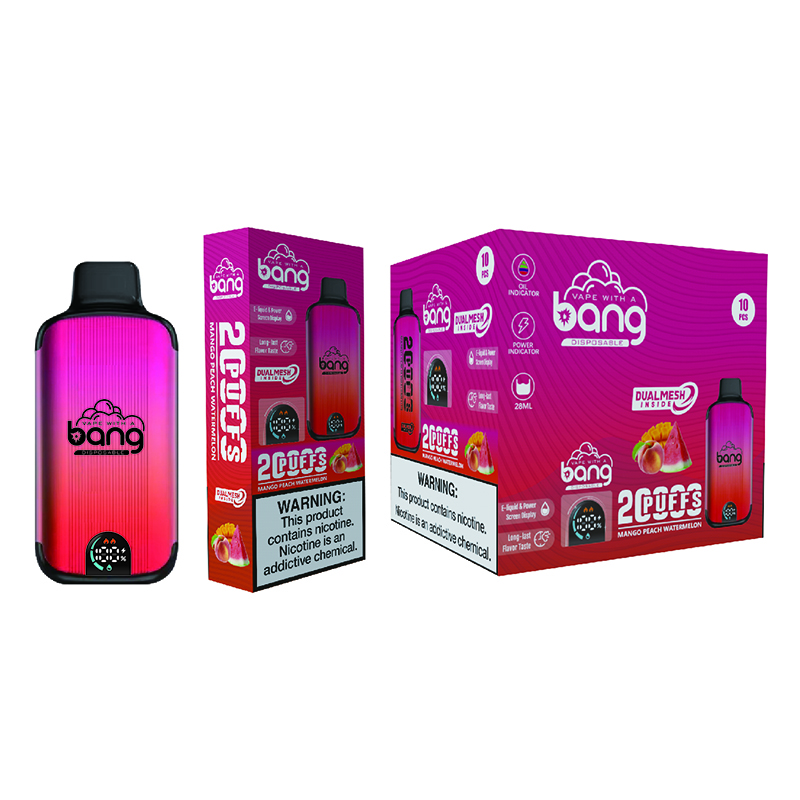Authentic Bang Smart Screen 20000 Puffs Dual Mesh Coil Disposable Vapes Box Kit Puff 20K E Cigarettes Rechargeable 650mAh Battery 0% 2% 3% 5% 16 Flavors Vaper