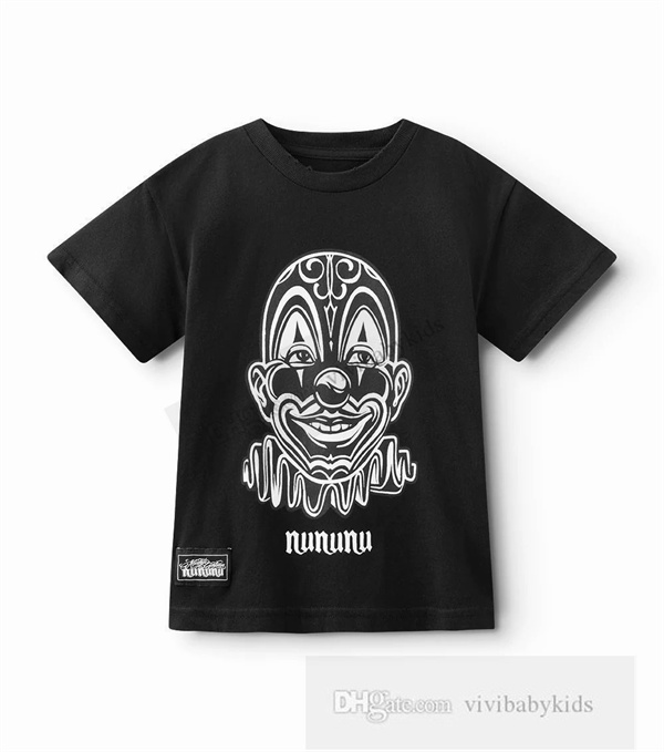 2024 Summer Boys Clown Lettre T-shirt imprimé NU Enfants T-shirts à manches courtes Mode Enfants Coton Casual Tops INS Enfant Trou Shorts S1115