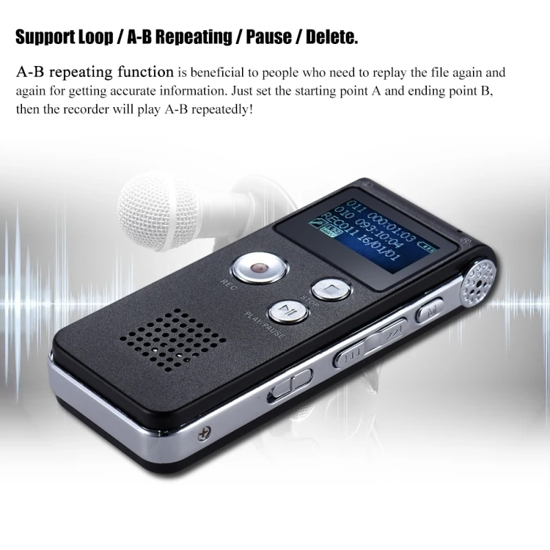 Players SK012 USB Dictaphone Digital Audio Voice Recorder with WAV MP3 Player VAR Function 250MAh Battery