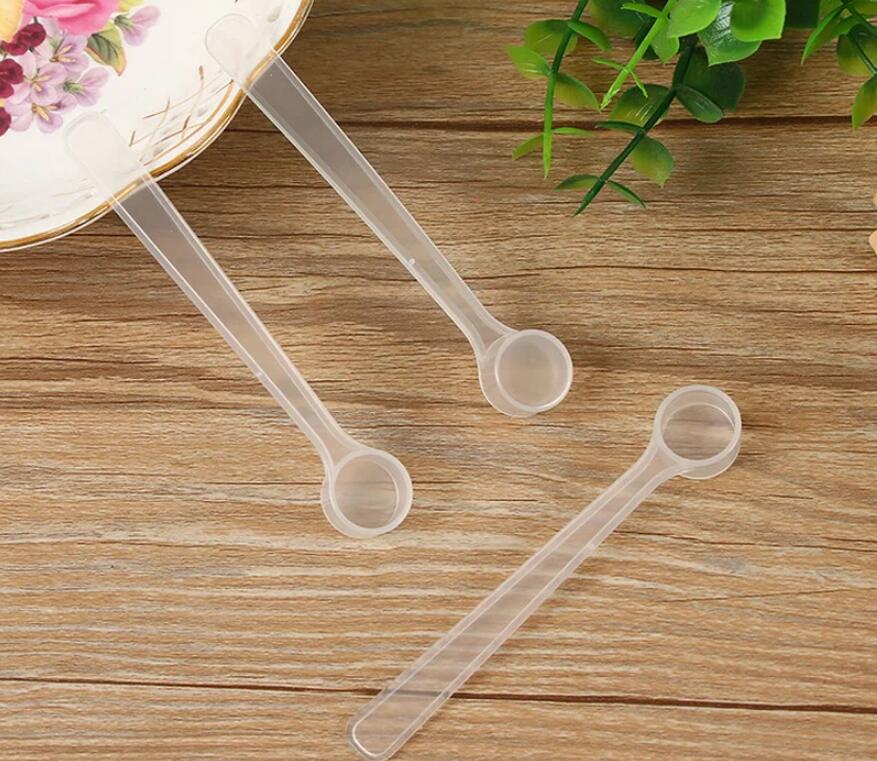 Long handle 1.5ML White Clear Plastic Spoon 0.5 Gram Measuring Scoop Wholesale