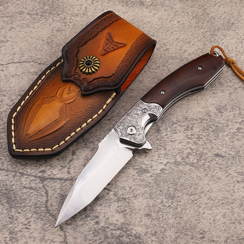 Specialerbjudande A2263 Flipper Folding Knife M390/VG10 Damascus Steel Tanto Point Blade Rosewood med stålplåthandtag utomhusbollslagerbricka snabba öppna knivar