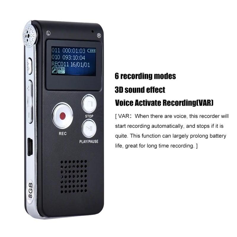 Players SK012 USB Dictaphone Digital Audio Voice Recorder with WAV MP3 Player VAR Function 250MAh Battery