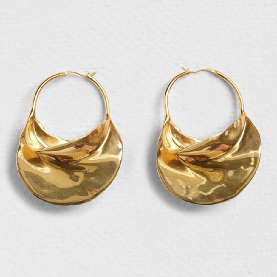 Boucles d'oreilles en forme de panier en métal irrégulier pour femmes, grandes boucles d'oreilles Huggie en émail blanc, en Nickel entier, Bijoux244C