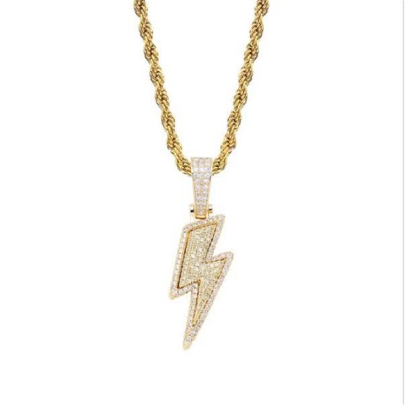 Lced Out Bling Light Pendant Necklace With Rope Chain Copper Material Cubic Zircon Men Hip Hop Jewelry locket necklaces for women321s