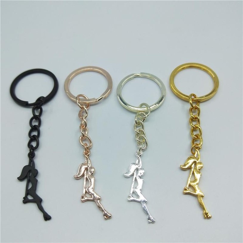 Keychains Trendy Pole Dancer Key Chains Strip Gift för Bachelorette Party Women Keyring Figure Jewellery289a