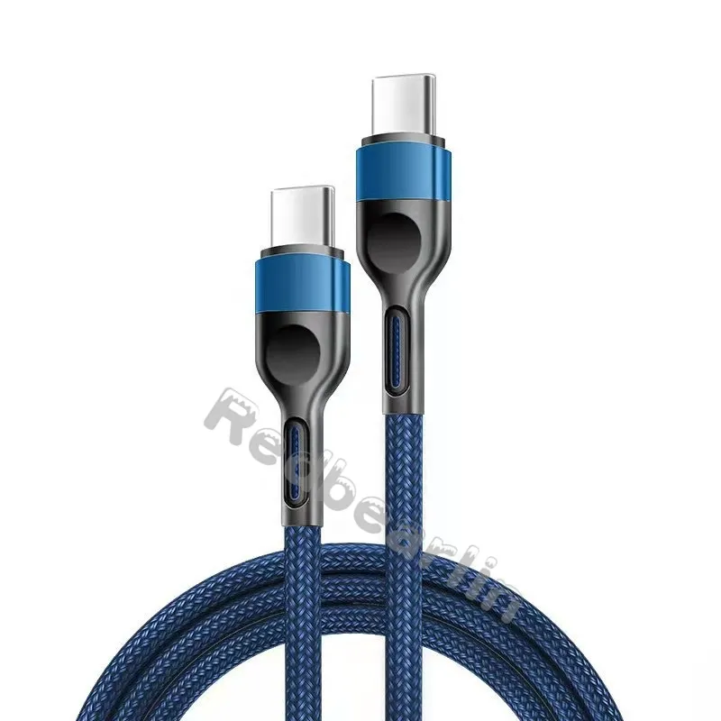 Fast Quick Charging Fabric Alloy 1M 2M  C to C USB-C To Type c Cable Cord Line For Samsung S10 S20 S22 S23 Htc lg Android phone C/C