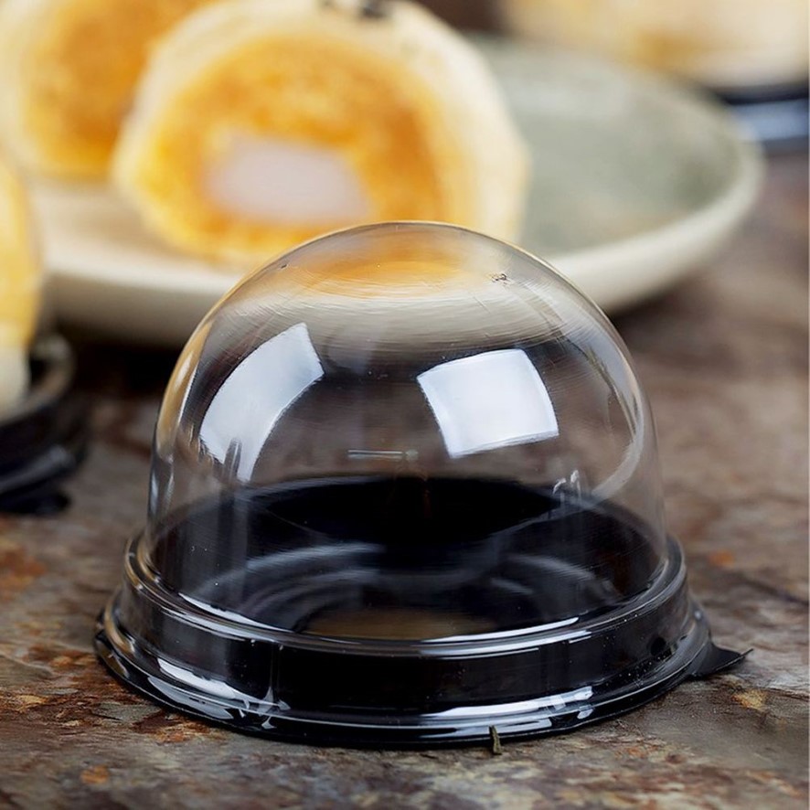 Mini boîtes à gâteaux rondes et emballage boîte en plastique transparente pour gâteau avec couvercle boîte à gâteau de lune bouffée de jaune d'oeuf boîte d'emballage transparente261k