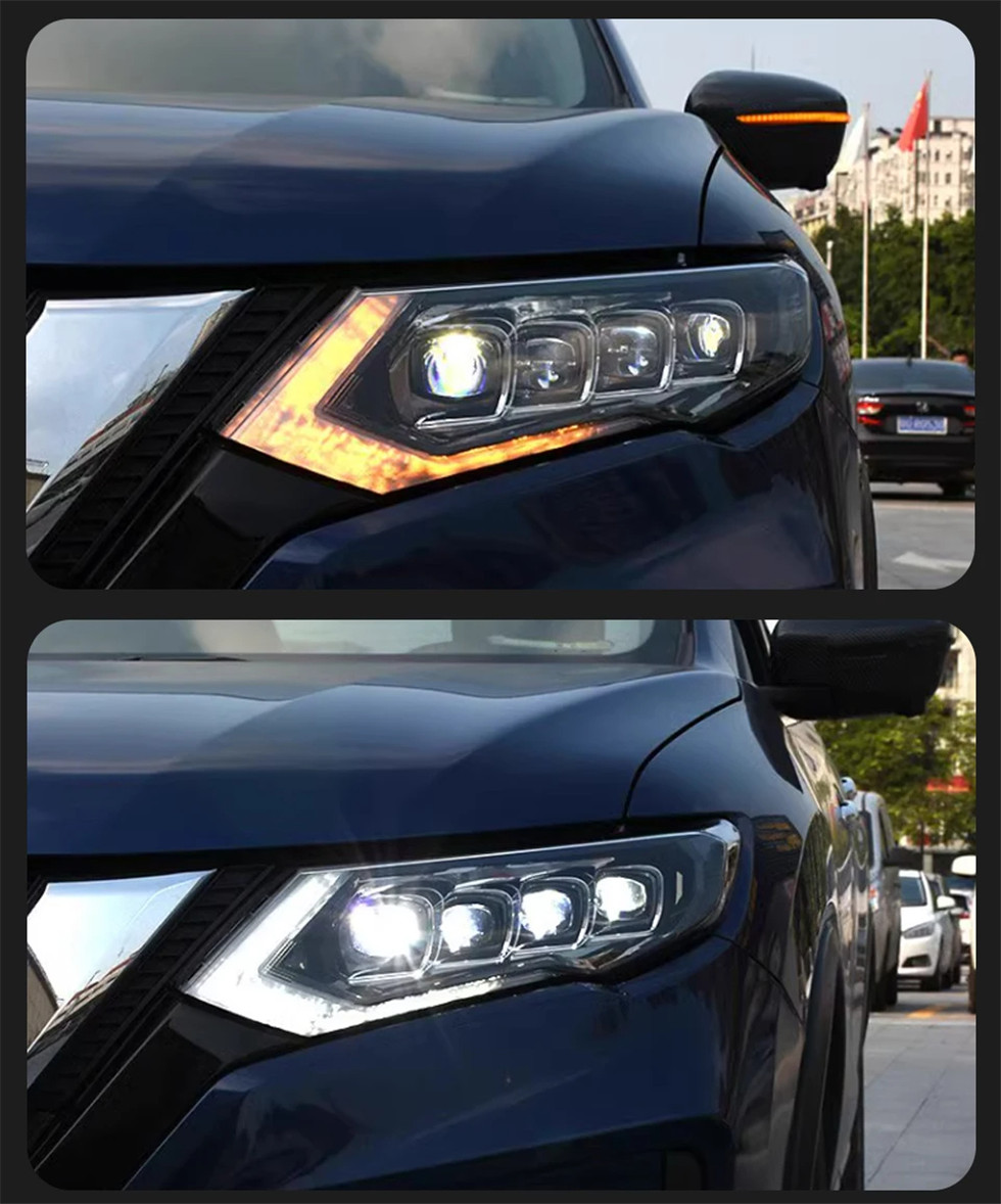 Ensemble de phares pour Nissan x-trail 20 17-20 20, lentille de projecteur, clignotant dynamique, yeux d'ange