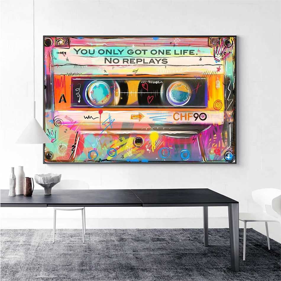 Dipinti Graffiti Street Art Dipinti su tela Poster di nastri vintage Stampe You Only Got One Life Nessun replay Immagini del soggiorno