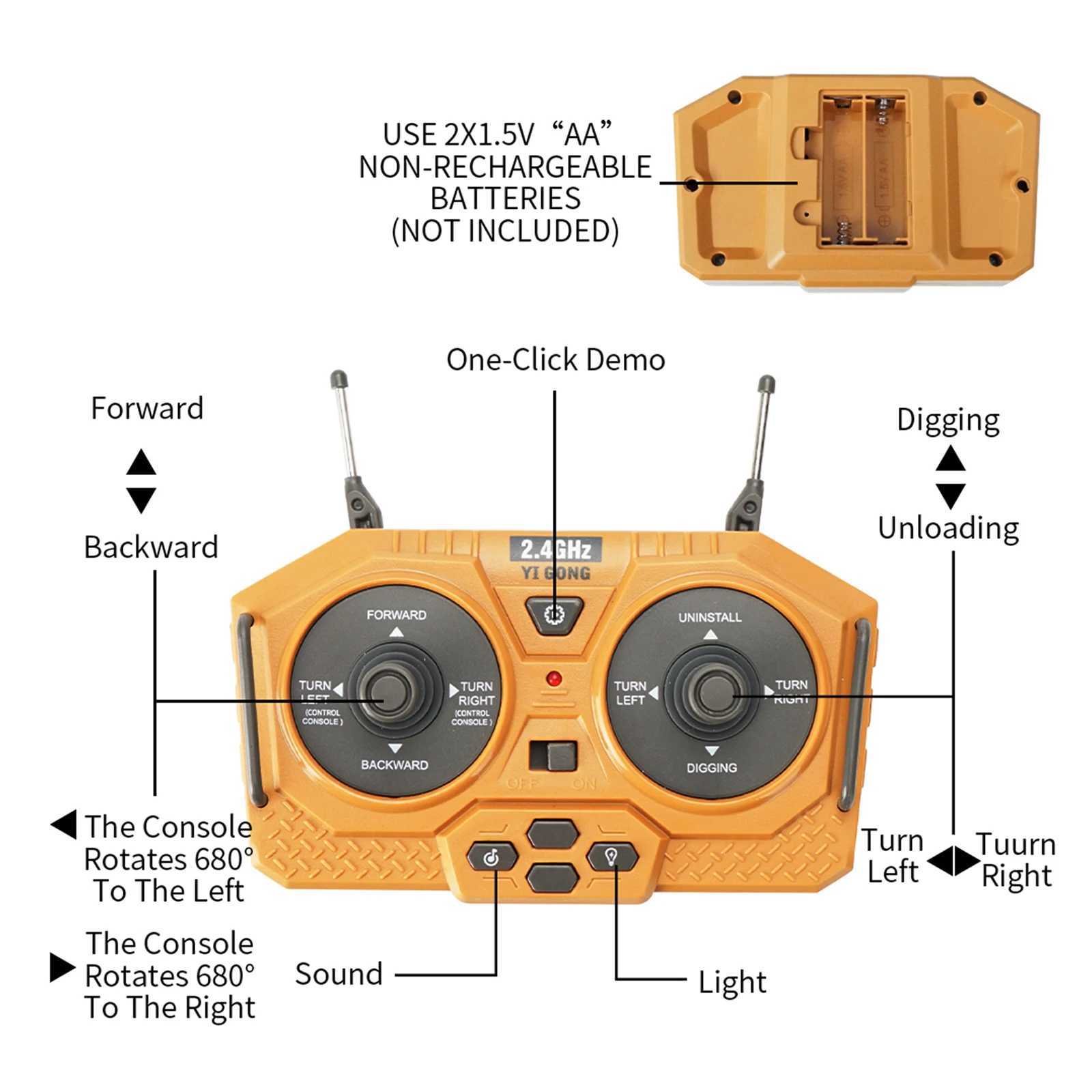 Diecast Model Cars 1 20 Large Alloy Remote Control Excavator 11 Channel Crawler Excavator Children Boy Competition Engineering Vehicle Model ToyL2403