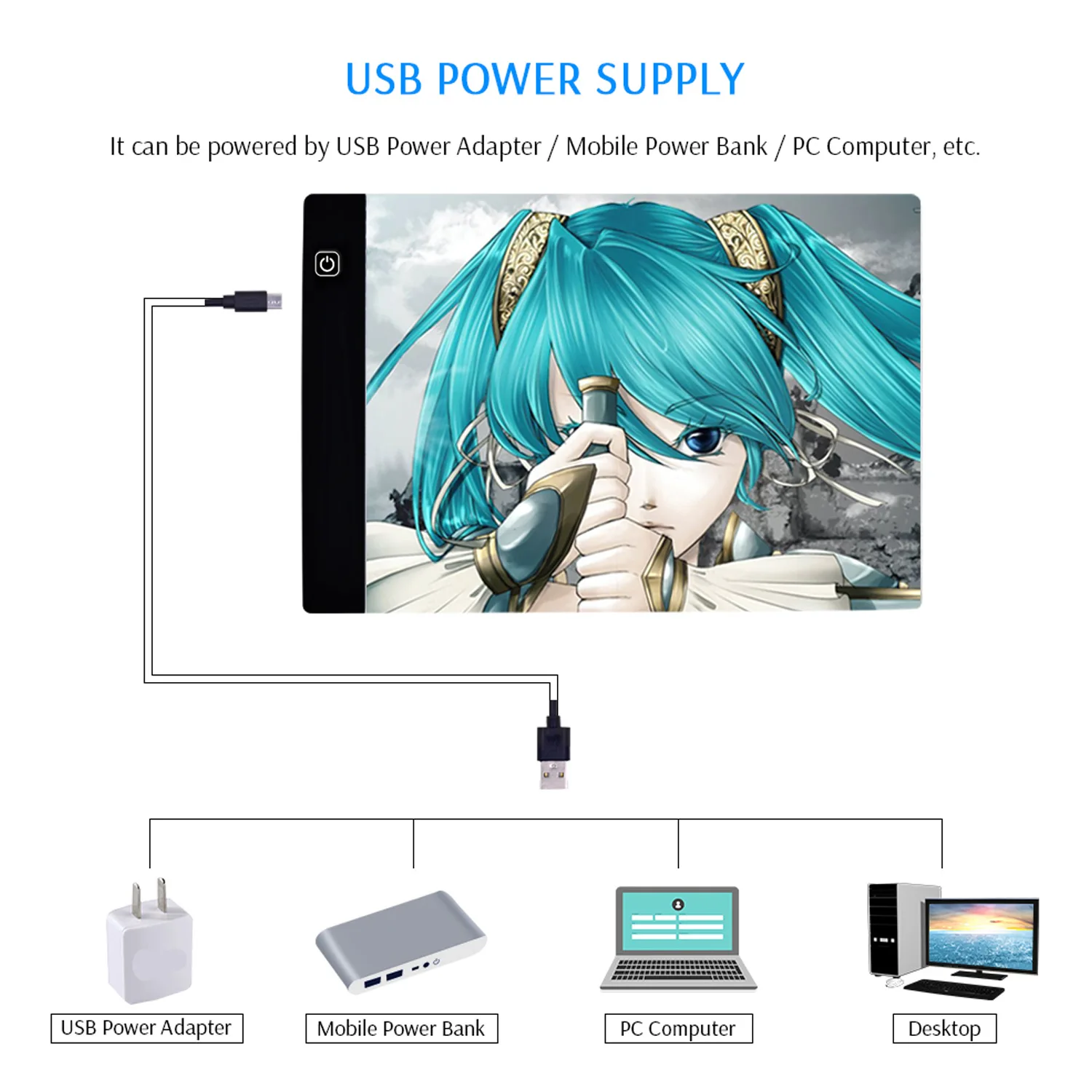 ブラックボードA4 Ultrathin Portable LED Light Box Dimmable Brighess USBパワートレースオフィスホームドローイングスケッチ用ライトパッドボード