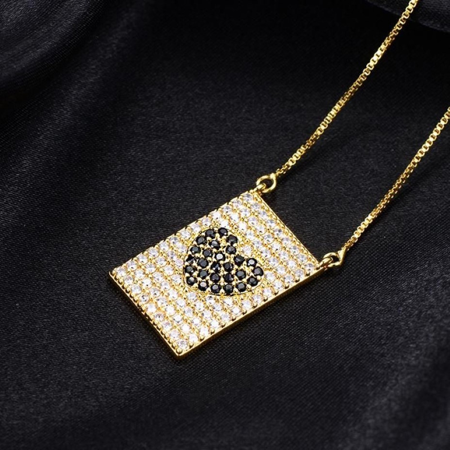 Wielokolorowa sześcienna wisior z cyrkonu Naszyjnik Miłość Geometryczna Prostokąt dla kobiet dla kobiet przyjęcie biżuterii Akcesoria 2695
