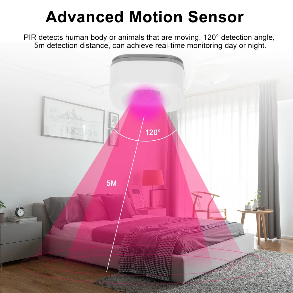 Detektorn Alexa Google Tuya Motion PIR Sensor Detektor utlöste 100dB Siren Sound Alarm Scare Off Burglers Home Alarm Security System Kit