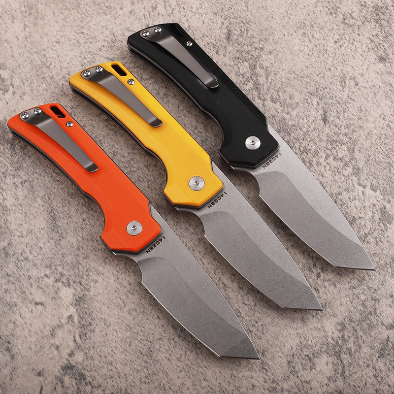 Offerta speciale A2267 Coltello Flipper di fascia alta 14C28N Stone Wash Tanto Point Lama CNC G10 Maniglia Cuscinetto a sfere Coltelli tascabili EDC aperti rapidamente