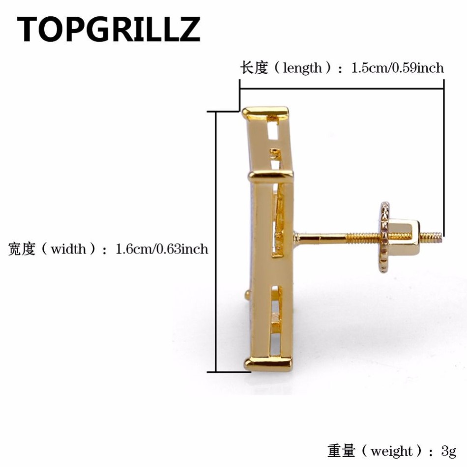 Topgrillz Hip Hop Men Jewelry Jewelry Colring Gold Color Iged Out Micro Pave Zircon Zircon Lab d arics with screat back238q