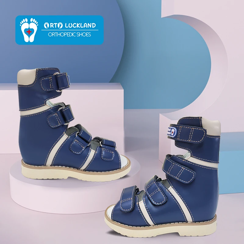 Ortoluckland – sandales d'extérieur pour enfants, chaussures orthopédiques pour garçons, dernières chevilles hautes, thérapie pour bébés en cuir, chaussures de pied bot