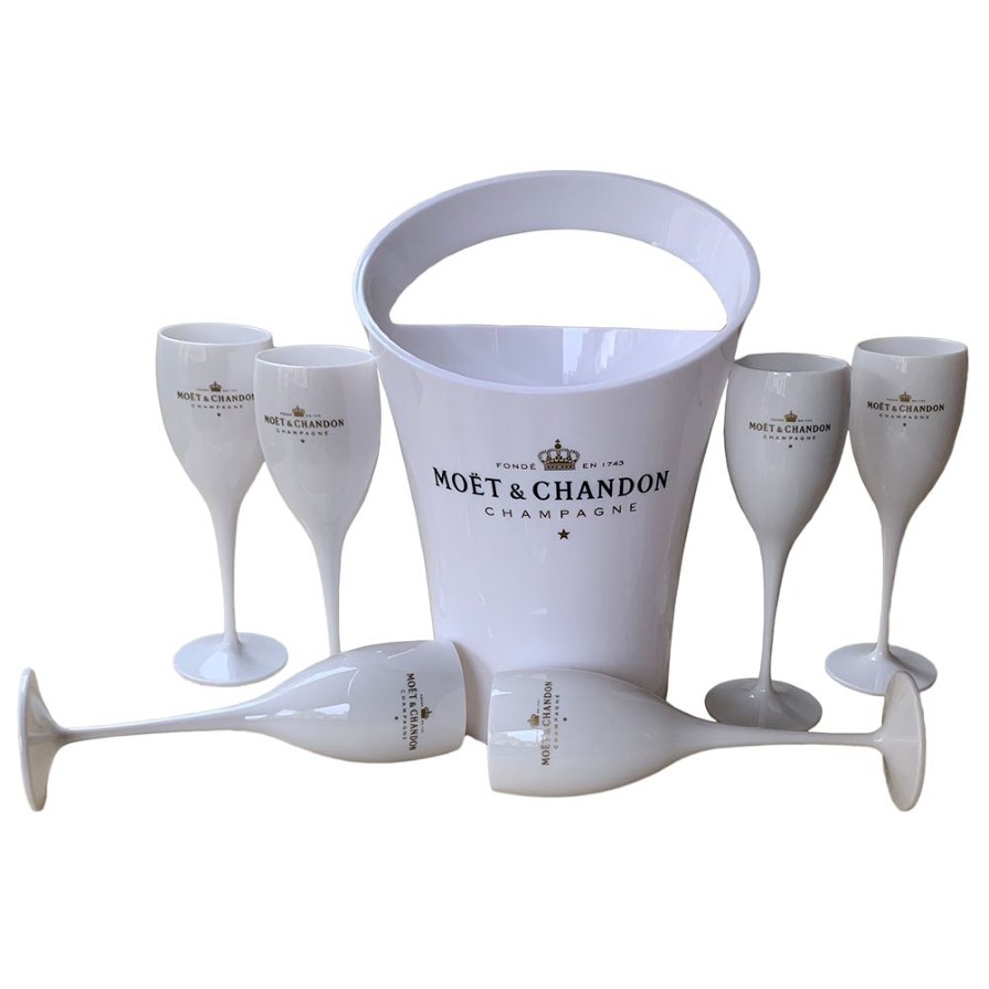 6 tasses 1 seau seau à glace et verre à vin 3000 ml gobelets en acrylique verres à champagne mariage bar à vin fête bouteille de vin refroidisseur 317L