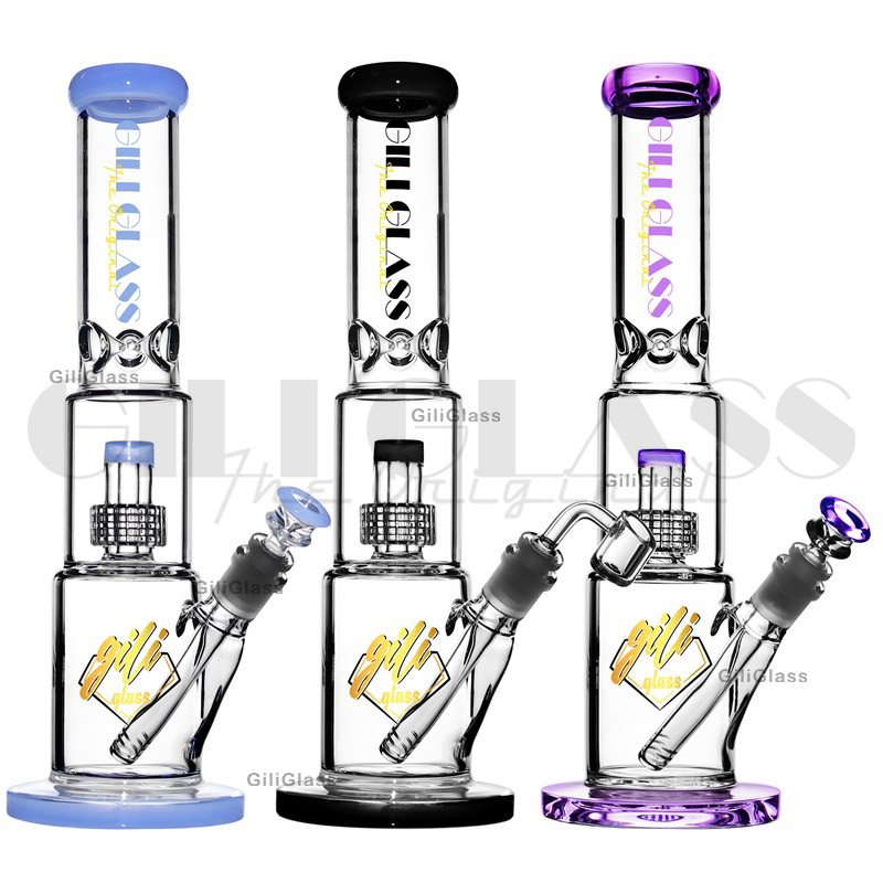 Beaker bong 15 polegadas 3 cores Bongos de água com tigela de vidro quartzo prego para acessórios de fumo de alta qualidade Pipe dab rig Pipes hookah