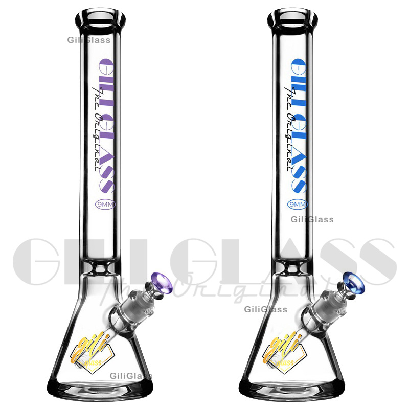 9mm dikte beker bong Kleurrijke 18 inch hoge waterpijpen grappige rookaccessoires wax bedwelmende waterpijpen quartz banger dab rig waterleiding olieplatforms glazen pijp