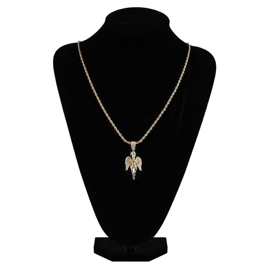 Collier plaqué or 18 carats pour hommes, style Hip Hop, pendentif à Angle glacé, à la mode, bijoux 260Z